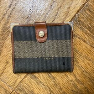 Fendi Black and Brown Stripe Photo Wallet